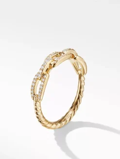 Stax Chain Link Ring In 18k Yellow Gold With Pavé Diamonds