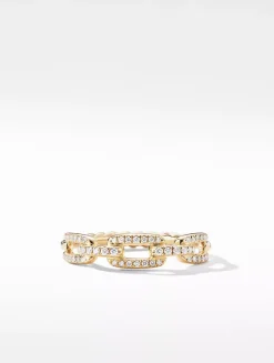 Stax Chain Link Ring In 18k Yellow Gold With Pavé Diamonds