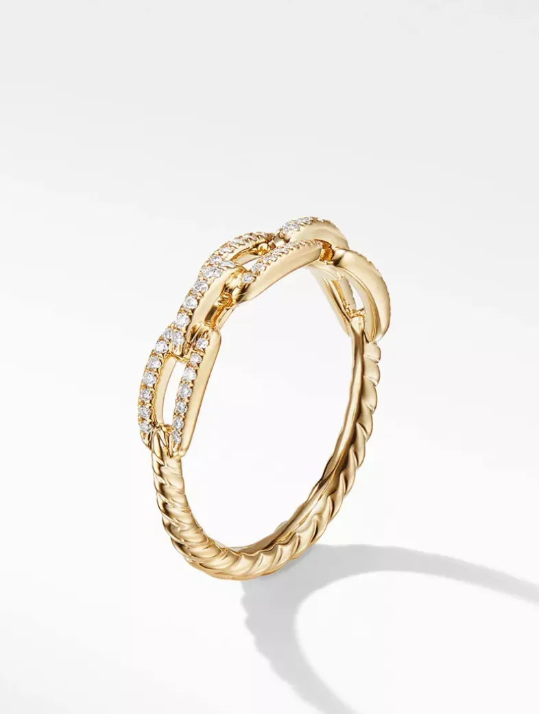 Stax Chain Link Ring In 18k Yellow Gold With Pavé Diamonds