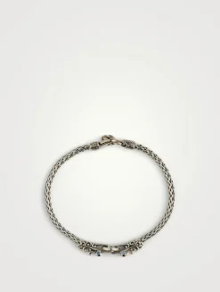 Sterling Silver and Blue Sapphire Legends Naga Station Bracelet