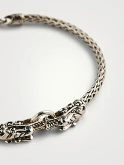Sterling Silver and Blue Sapphire Legends Naga Station Bracelet