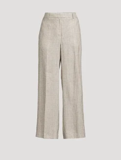 Straight-Leg Trousers in Check Print