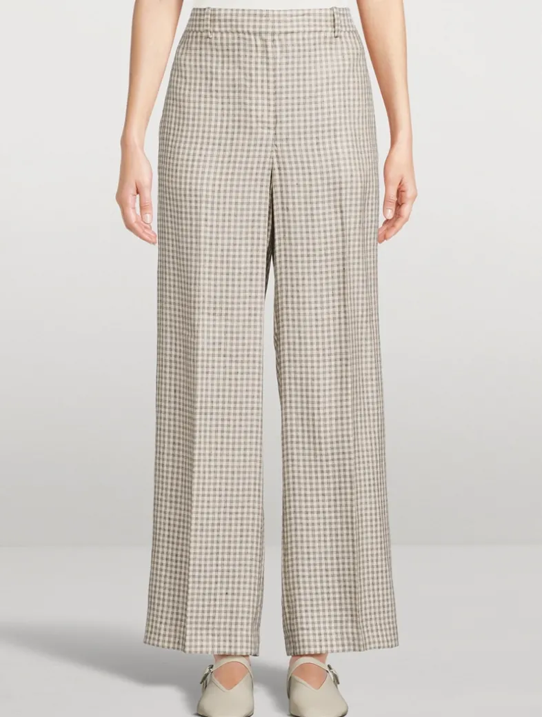 Straight-Leg Trousers in Check Print