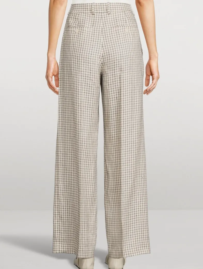 Straight-Leg Trousers in Check Print