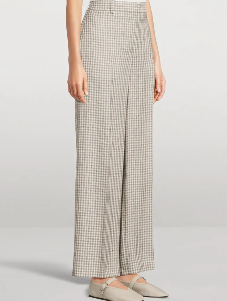 Straight-Leg Trousers in Check Print