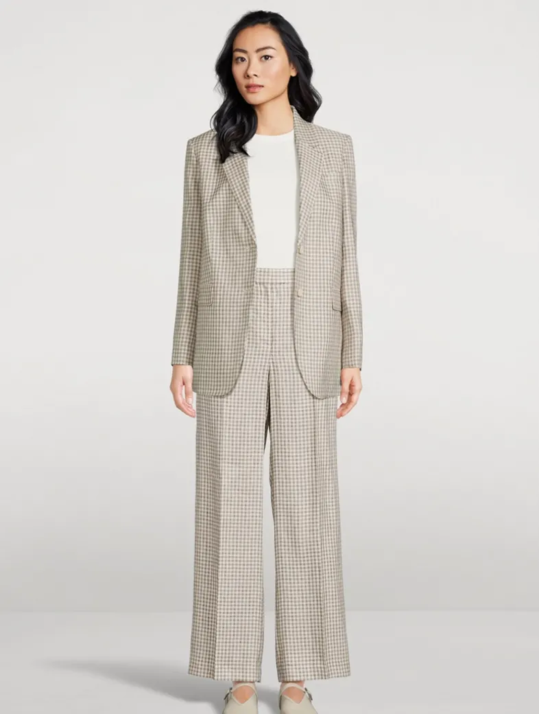 Straight-Leg Trousers in Check Print