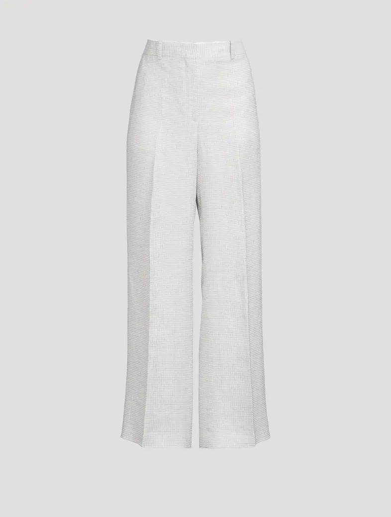 Straight-Leg Trousers In Houndstooth Print