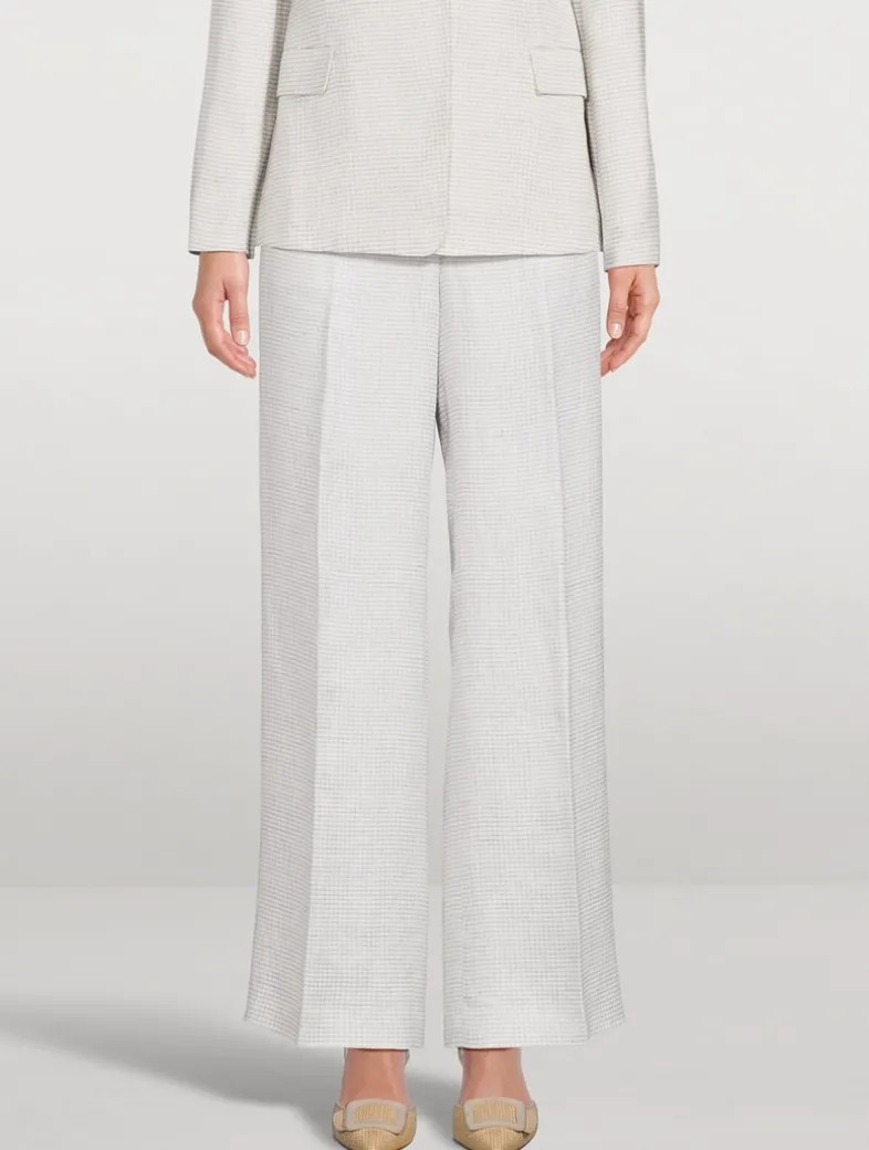 Straight-Leg Trousers In Houndstooth Print