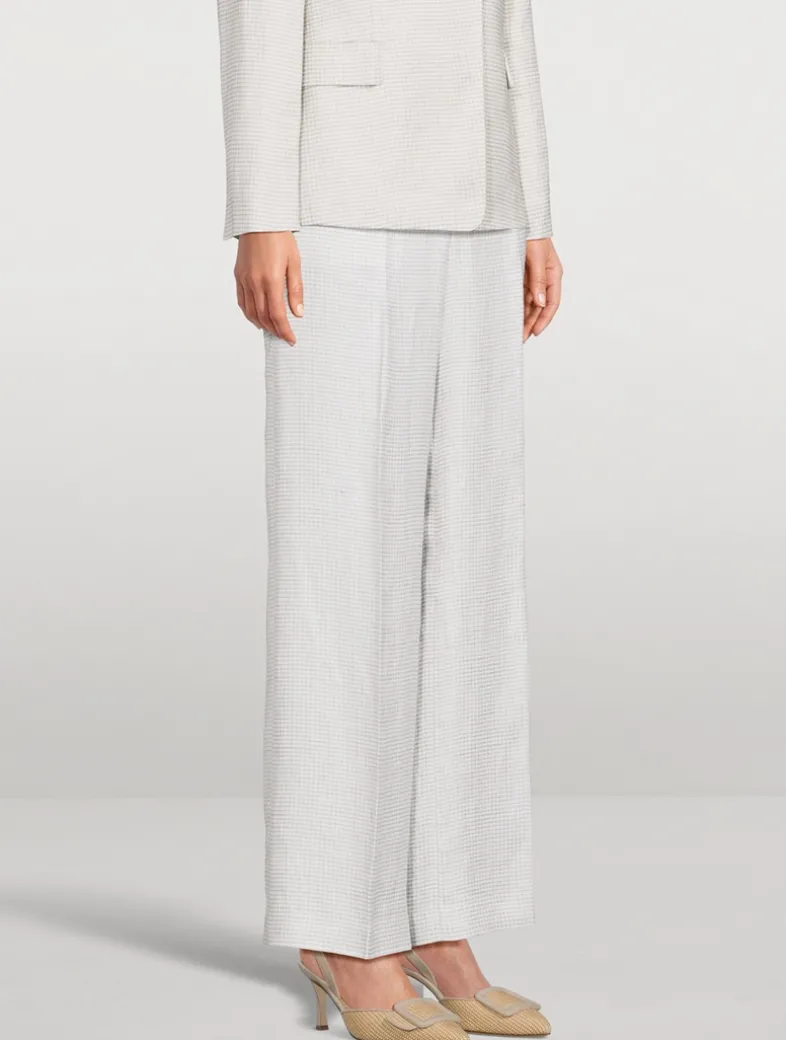 Straight-Leg Trousers In Houndstooth Print