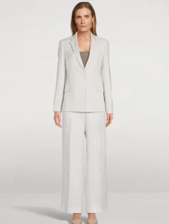 Straight-Leg Trousers In Houndstooth Print