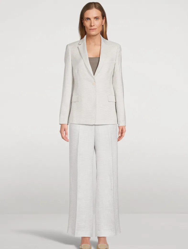 Straight-Leg Trousers In Houndstooth Print