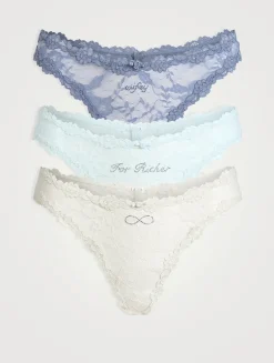 Stretch Lace Dipped Thong Pack