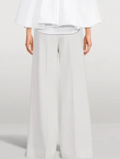 Stretch Wool Flared Trousers