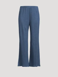 Stretch-Linen Wide Leg Pants