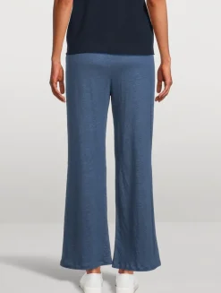 Stretch-Linen Wide Leg Pants