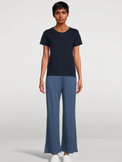 Stretch-Linen Wide Leg Pants