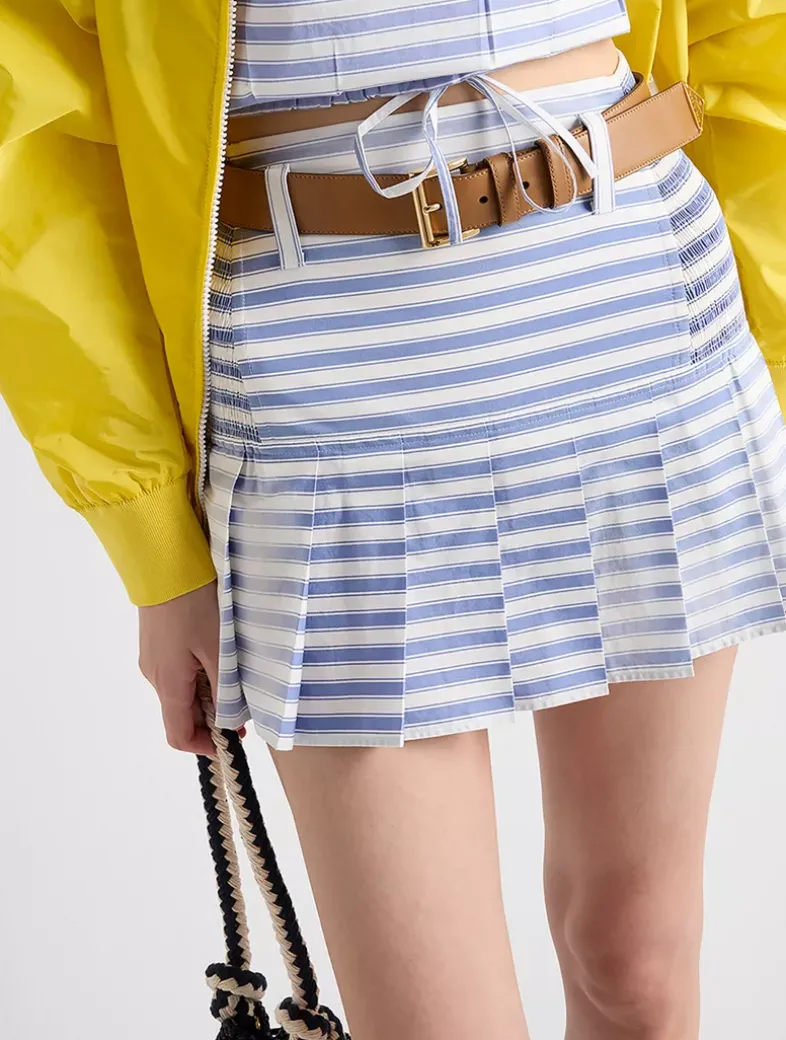 Striped Poplin Miniskirt