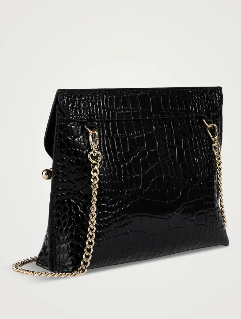 Stylist Croc-Embossed Leather Crossbody Bag