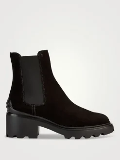 Suede Block-Heel Chelsea Boots