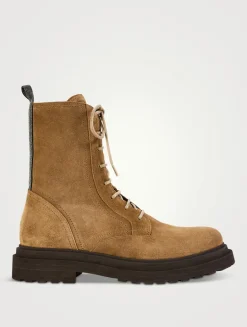 Suede Combat Boots