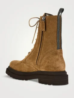 Suede Combat Boots