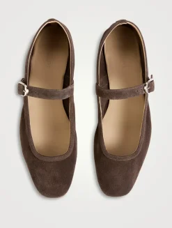Suede Mary Jane Ballet Flats