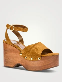 Suede Platform Wedge Sandals
