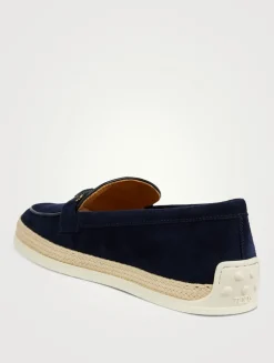Suede Raffia Loafers