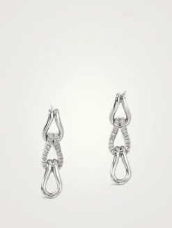 Surf Sterling Silver Link Earrings With Pavé Diamonds