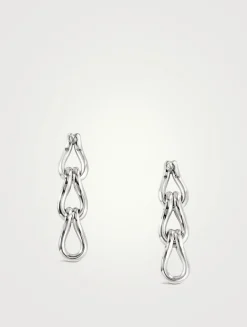 Surf Sterling Silver Link Earrings With Pavé Diamonds