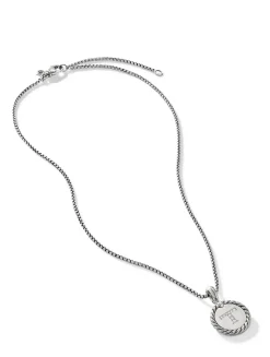 T Initial Charm In Sterling Silver With Pavé Diamonds