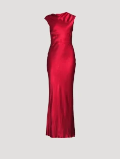 Tatum Cowl-Back Satin Gown