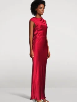 Tatum Cowl-Back Satin Gown