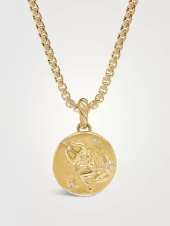 Taurus Amulet In 18k Yellow Gold With Diamonds