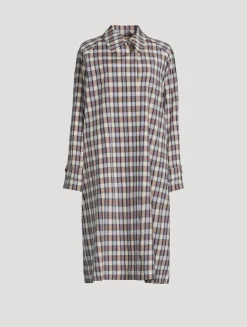 Tavishina Silk Cotton Coat In Plaid Print