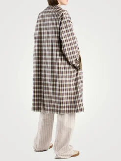 Tavishina Silk Cotton Coat In Plaid Print