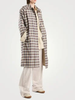 Tavishina Silk Cotton Coat In Plaid Print