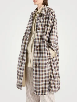 Tavishina Silk Cotton Coat In Plaid Print