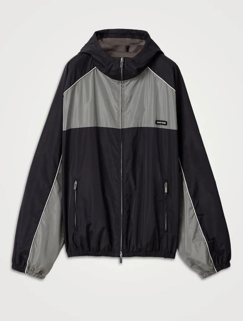 Technical Silk Zipper Blouson Jacket