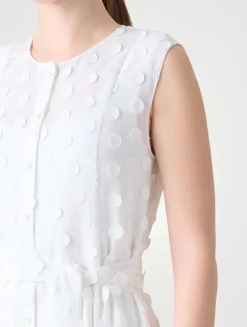 Techno Georgette Belted Shirt Dress