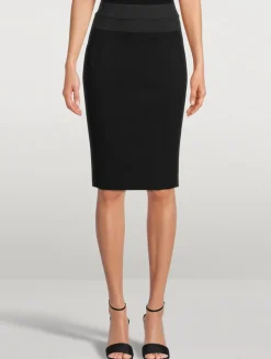 Techno Jersey Pencil Skirt