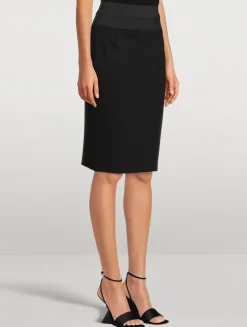 Techno Jersey Pencil Skirt