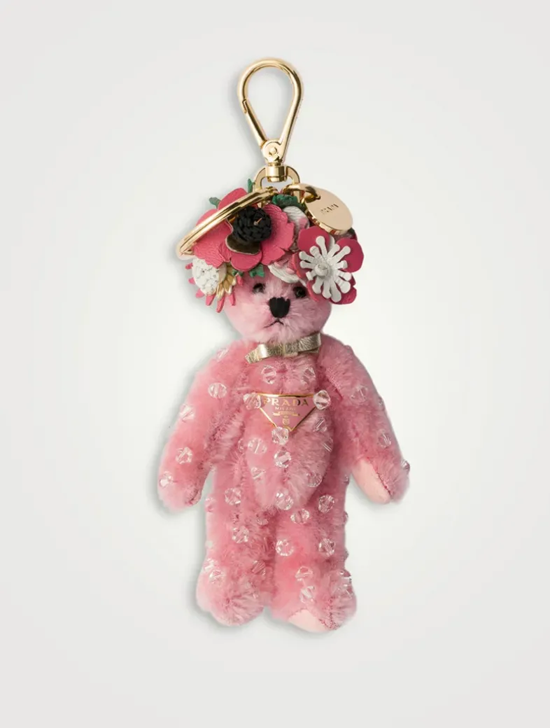 Teddy Bag Charm With Metal Ring