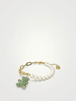 Teddy Bear Faux Pearl And Crystal Bracelet