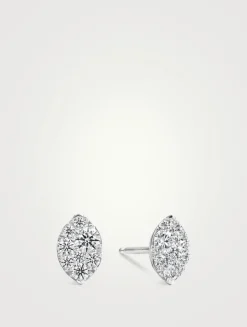 Tessa 18K White Gold Diamond Navette Earrings