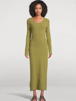 Textured Knit Long-Sleeve Dress