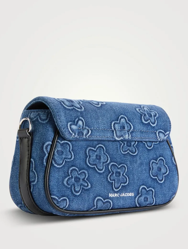 The Clover Puffy Denim Shoulder Bag In Floral Print