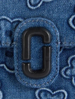 The Clover Puffy Denim Shoulder Bag In Floral Print