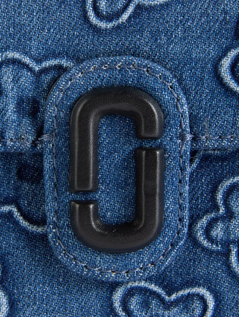 The Clover Puffy Denim Shoulder Bag In Floral Print