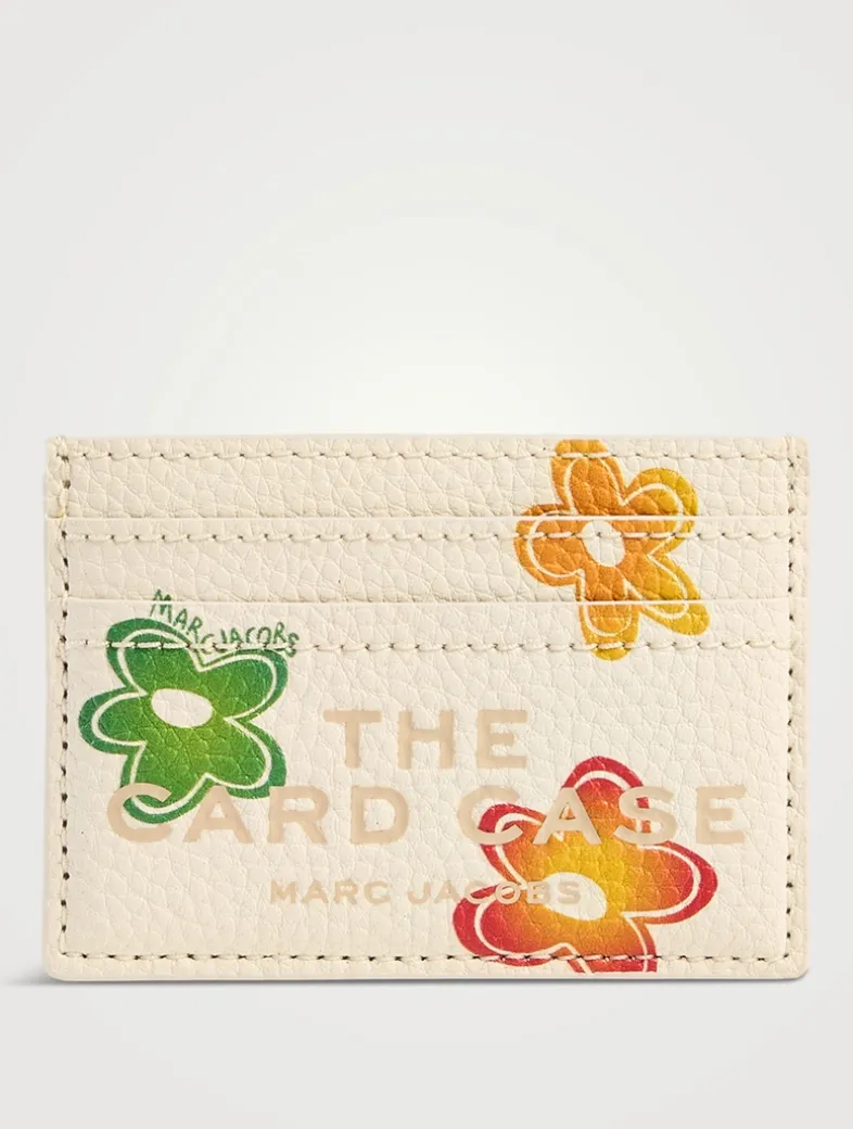 The Leather Card Case In Wild Daisy Print